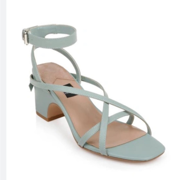 NWT ZAC Zac Posen blue gray heeled sandals - Sz 9.5 - Picture 2 of 9